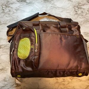 Fisher-Price Diaper Bag Brown Multi Pocket Baby Bag Travel Tote Adjustable Strap